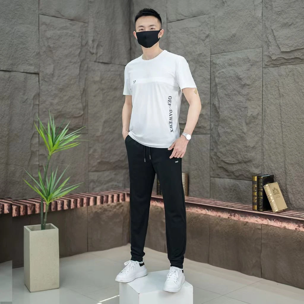 Cardanro/卡丹路男士运动时尚休闲百搭夏薄款速干宽松运动两件套