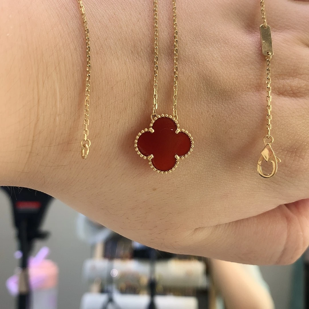 玛瑙/玉髓项链18K金镶嵌.