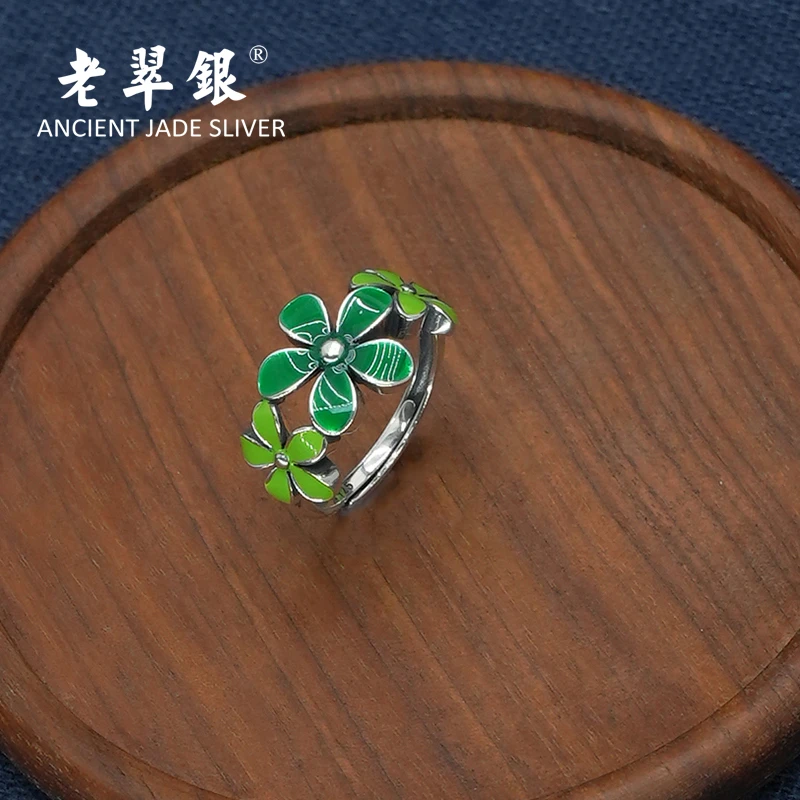 925银戒指 925银小清新太阳花戒指 甜美时尚百搭可调节民族风