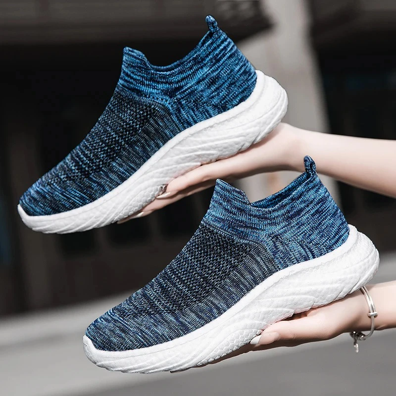 男女运动休闲鞋一脚蹬爆米花鞋底潮流上班网面袜子鞋百搭男士