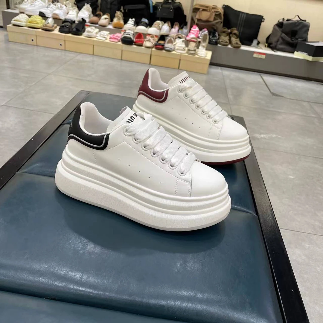 履步梵c884-885新款纯皮时尚百搭舒适小白鞋厚底板鞋