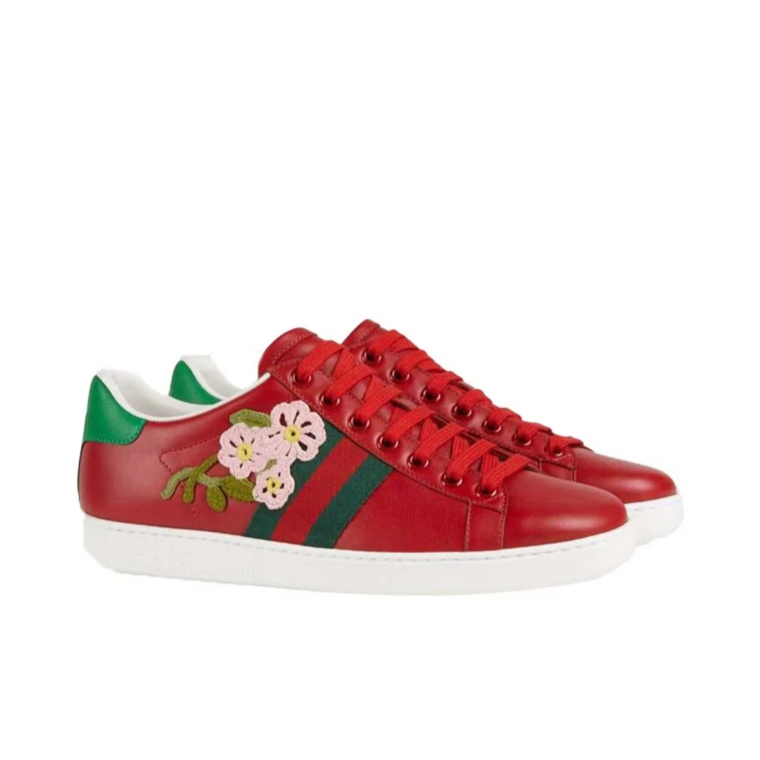 全新未使用 GUCCI/古驰 ACE舒适板鞋 女款 芙蓉红