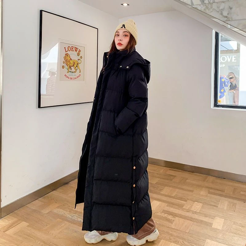 中长款加厚羽绒衣服女韩版黑色过膝超长款到脚踝羽绒衣衣2023新款