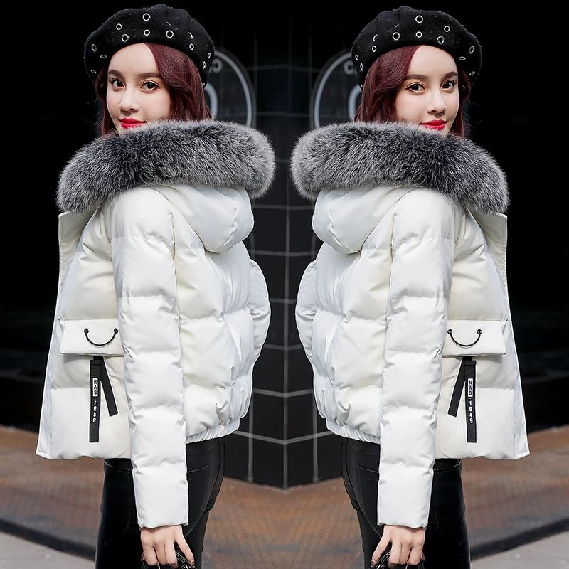白鸭绒短款学生羽绒服女2023年冬季新款甩帽小个子加厚装修身外套