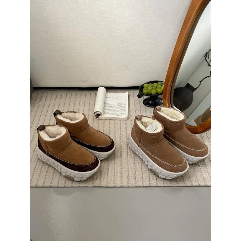 【轮胎底中筒MNI】厚底轮胎底皮毛一体秋冬雪地靴时尚保暖保暖冬季