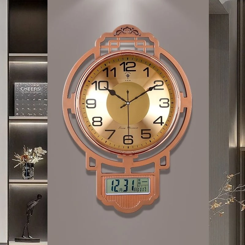 北极星新款中式挂钟客厅万年历家用石英钟挂墙钟表静音挂表时钟