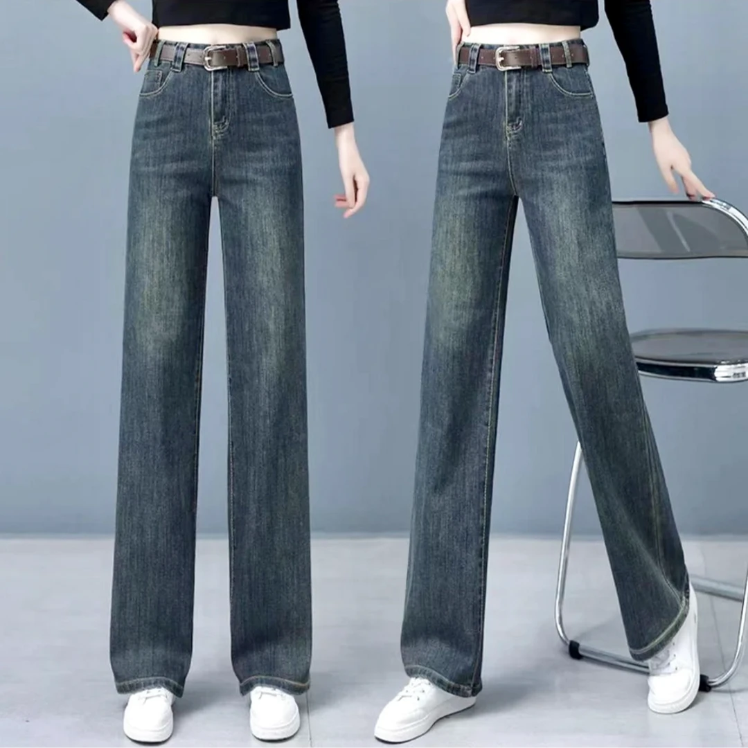 爆款时尚百搭复古新款女士爆款牛仔裤女窄版显瘦直筒裤休闲裤潮女