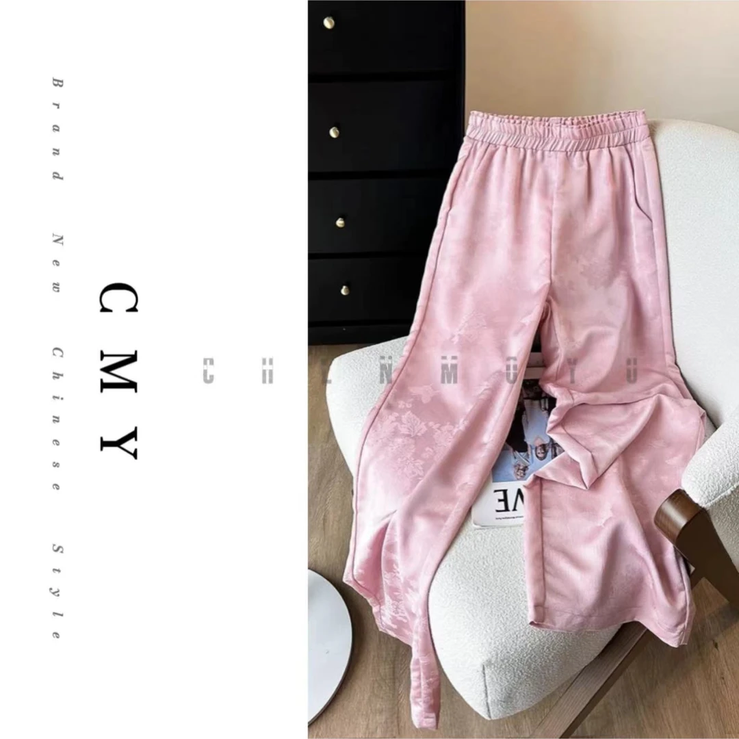 【琼楼玉】-深圳品质新中式休闲气质中腰遮肉显瘦直筒裤-102034