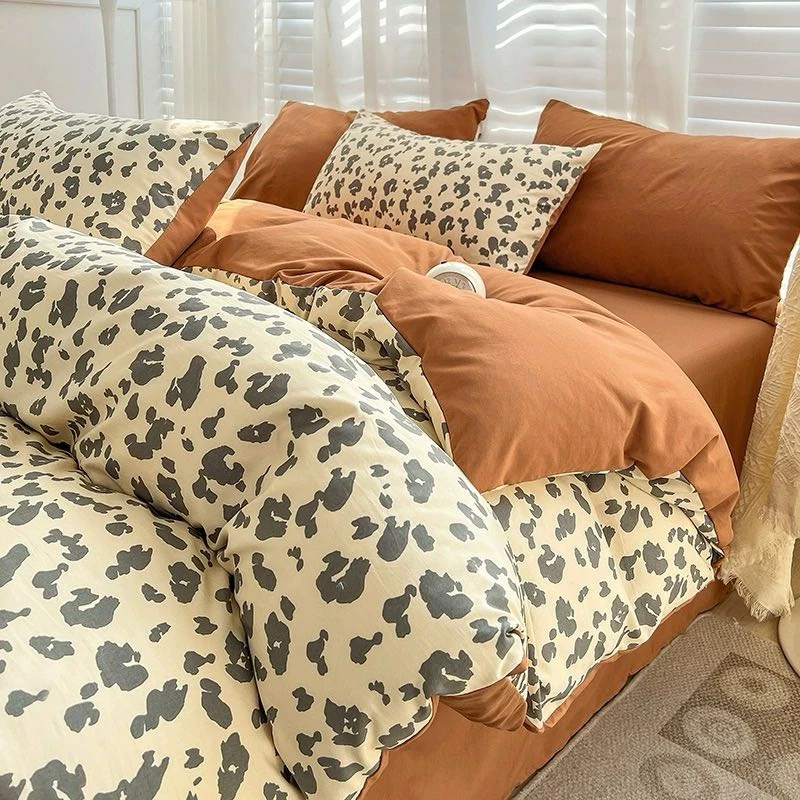 【UZ OYUM】豹纹四件套三件套柔软小清新纯棉舒服双人单人新疆包邮