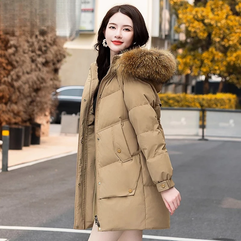 羽绒服女款爆款2025新款正品韩版鸭绒宽松大码冬季时尚长款羽绒服