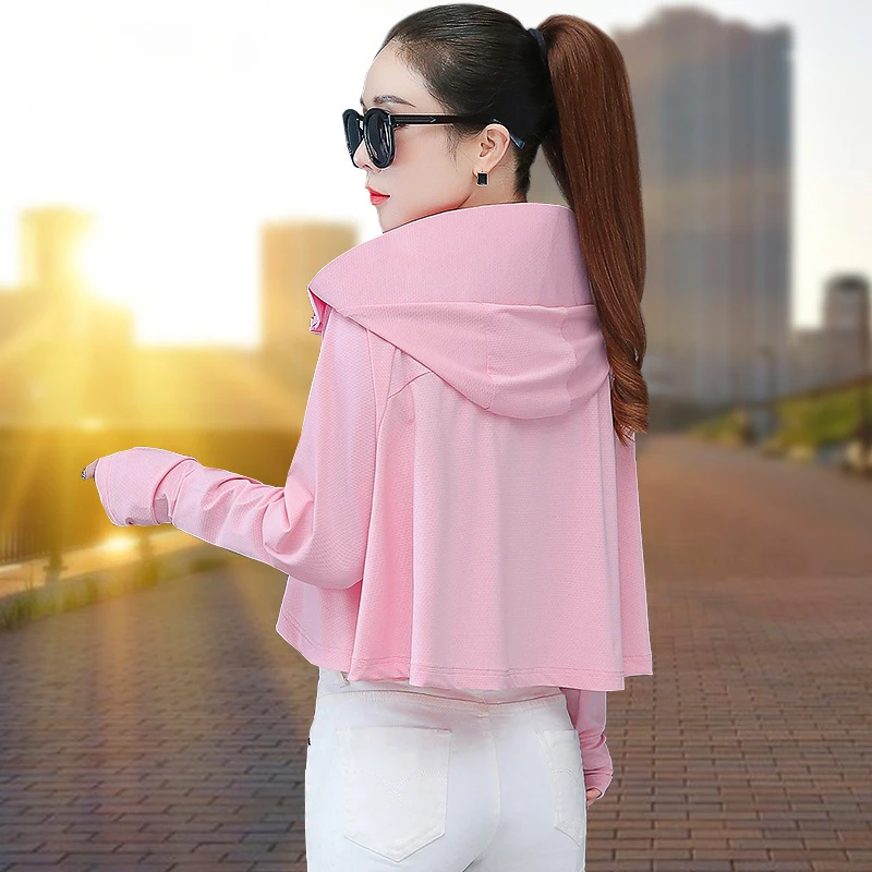 冰丝防晒衣女短款夏季2025新款防紫外线薄款大帽檐遮阳速干防晒服