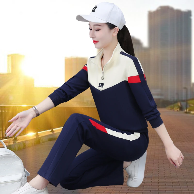 春秋大码休闲运动服套装女2025新款韩版显瘦卫衣广场舞女士两件套