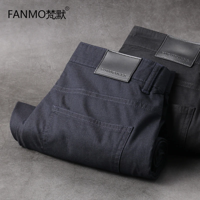 亚麻裤男夏季薄款透气纯色弹力五袋款直筒修身高端休闲长裤男麻料