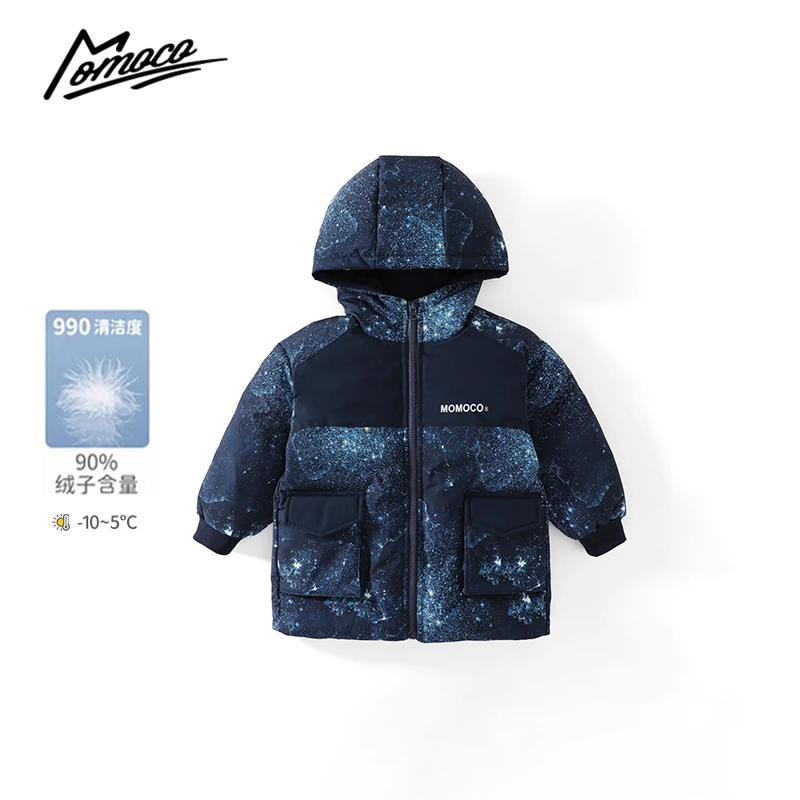 MOMOCO冬季新款男童90鸭绒帅气小龙人可爱星空羽绒服75430102031