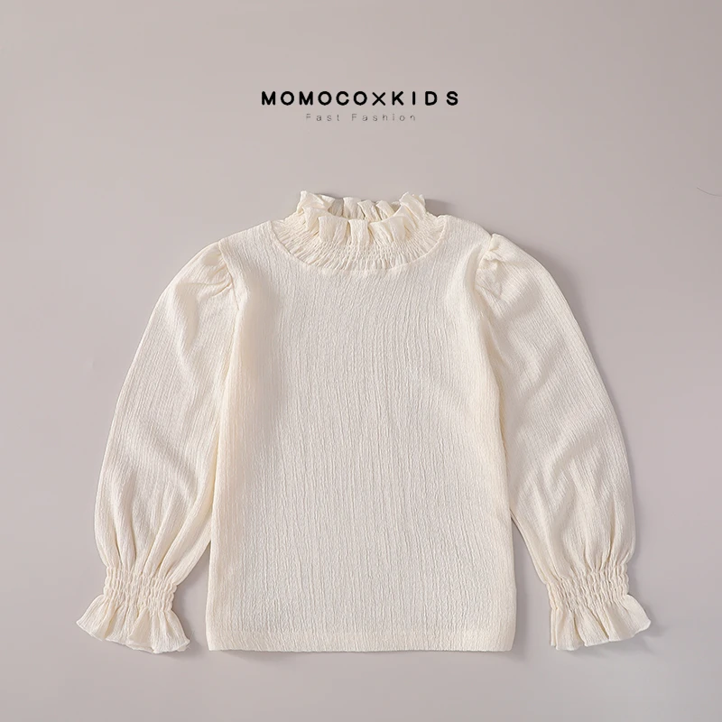MOMOCO/2024春季新款中小童女童木耳边韩版百搭打底衫75530239001