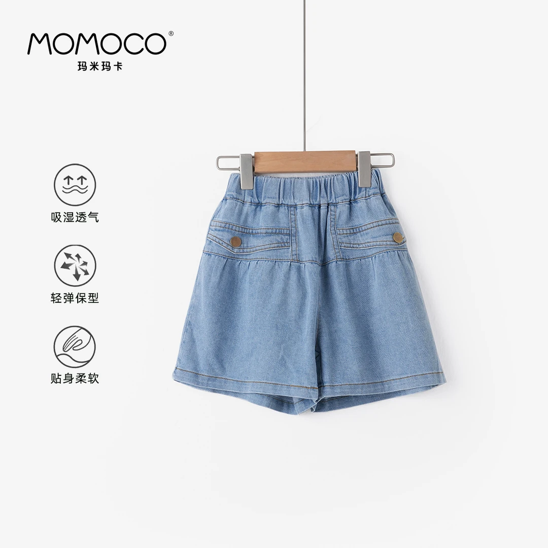 MOMOCO【商场同款】夏季女童阔腿牛仔短裤洋气宽松76630353002