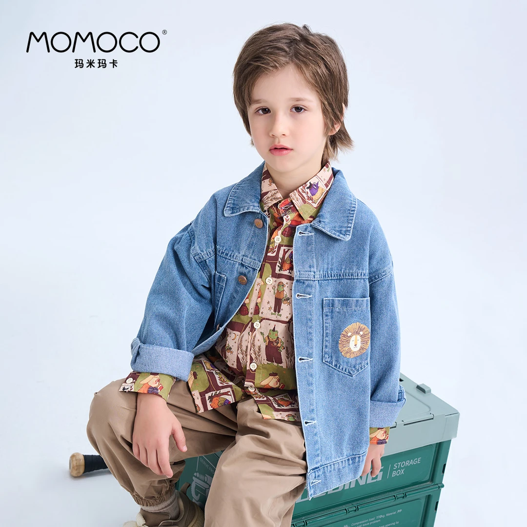 MOMOCO男童可爱小狮子牛仔外套春季新款儿童休闲上衣75130108004
