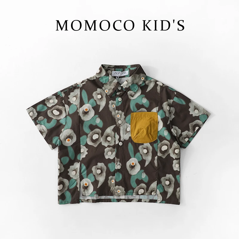 MOMOCO夏季儿童碎花短袖休闲夏季男童满印潮流衬衫75280234006