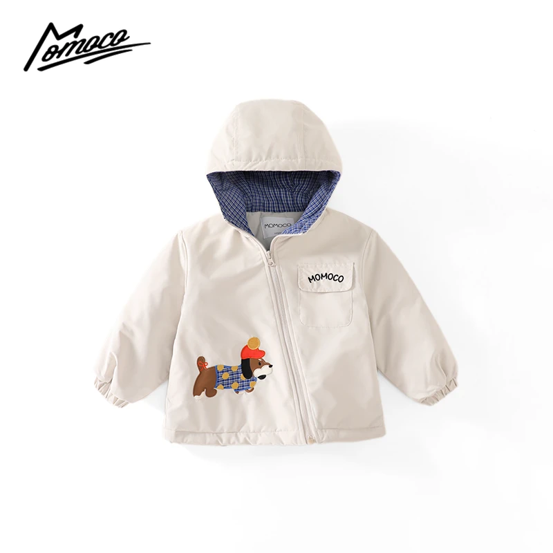 MOMOCO冬季新款男童洋气刺绣小狗口袋棉衣外套75430101069