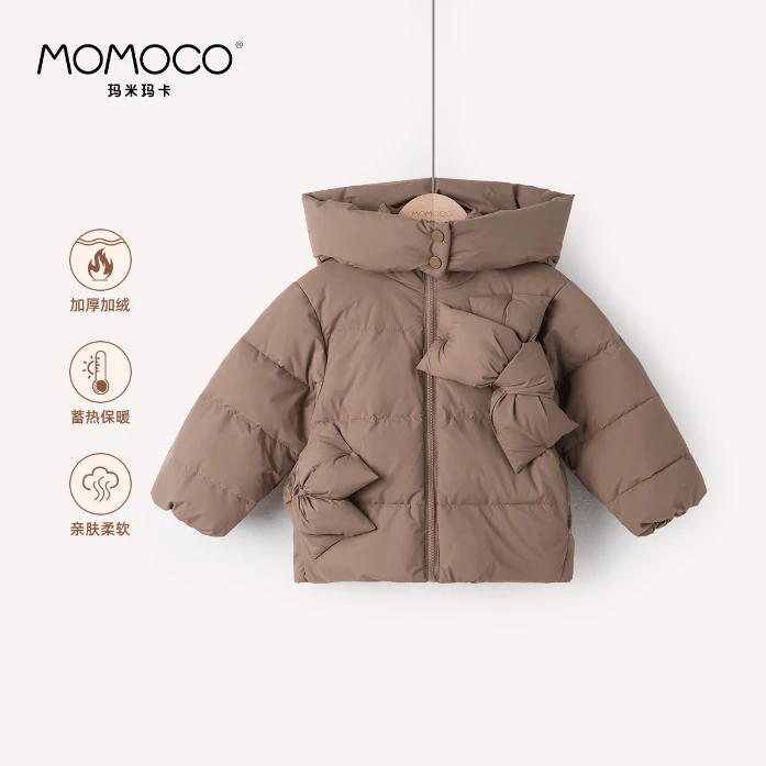 MOMOCO儿童羽绒服90白鸭绒蝴蝶结休闲羽绒服76830102219