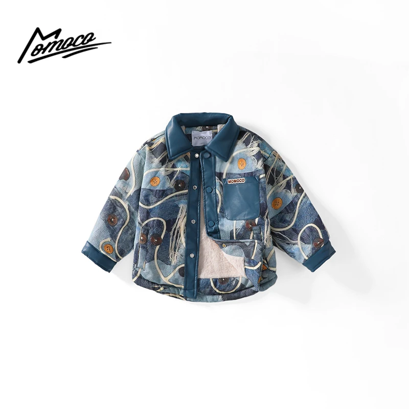 MOMOCO冬季款时尚男童加绒加棉洋气韩版休闲外套75430107016