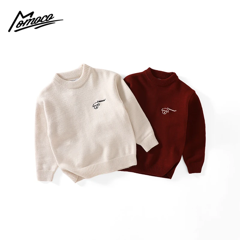 MOMOCO秋冬季新款男童时尚简约刺绣套头毛衣75430230033&34