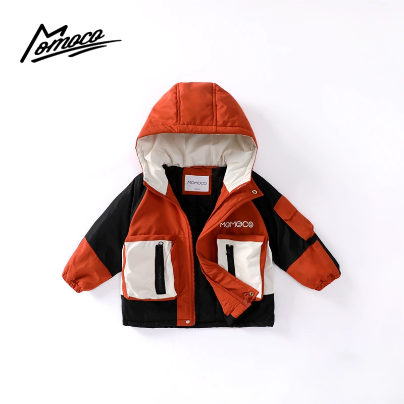 MOMOCO2024儿童外套男童连帽冬季保暖拼色休闲加厚75430107001