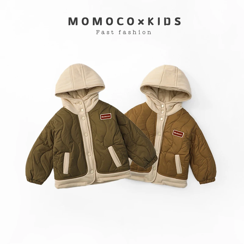 MOMOCO/2023新款冬季休闲保暖韩版百搭休闲连帽棉衣76420101205