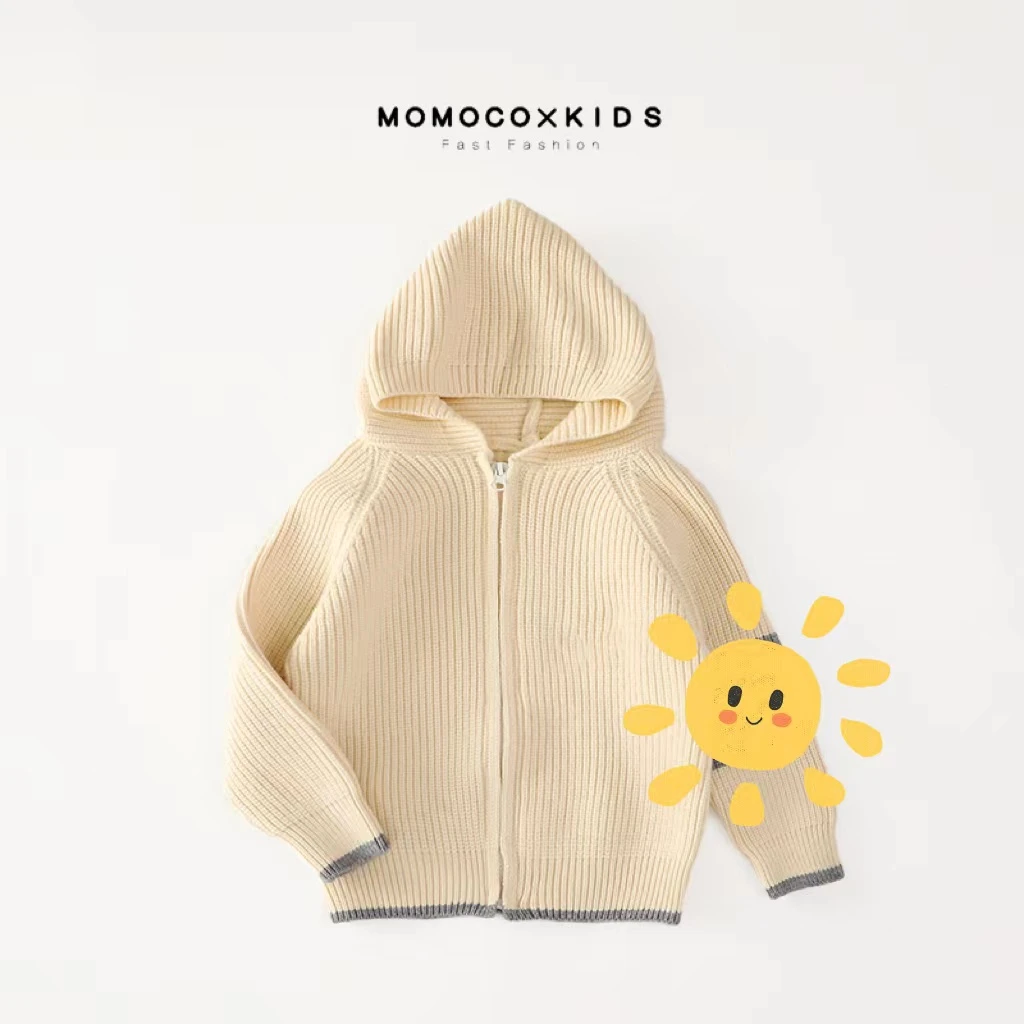 MOMOCO2023毛衣男童针织衫儿童上衣开衫休闲连帽宽松76430112206