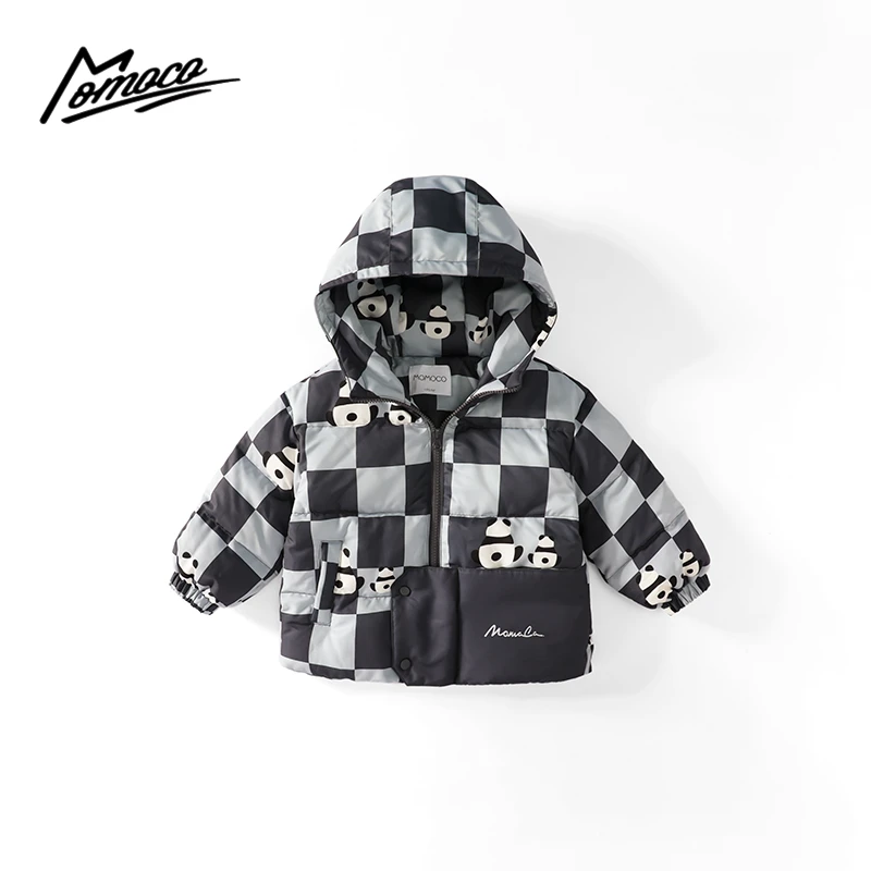 MOMOCO冬季新款男童时尚格子小熊猫棉衣外套75430101010