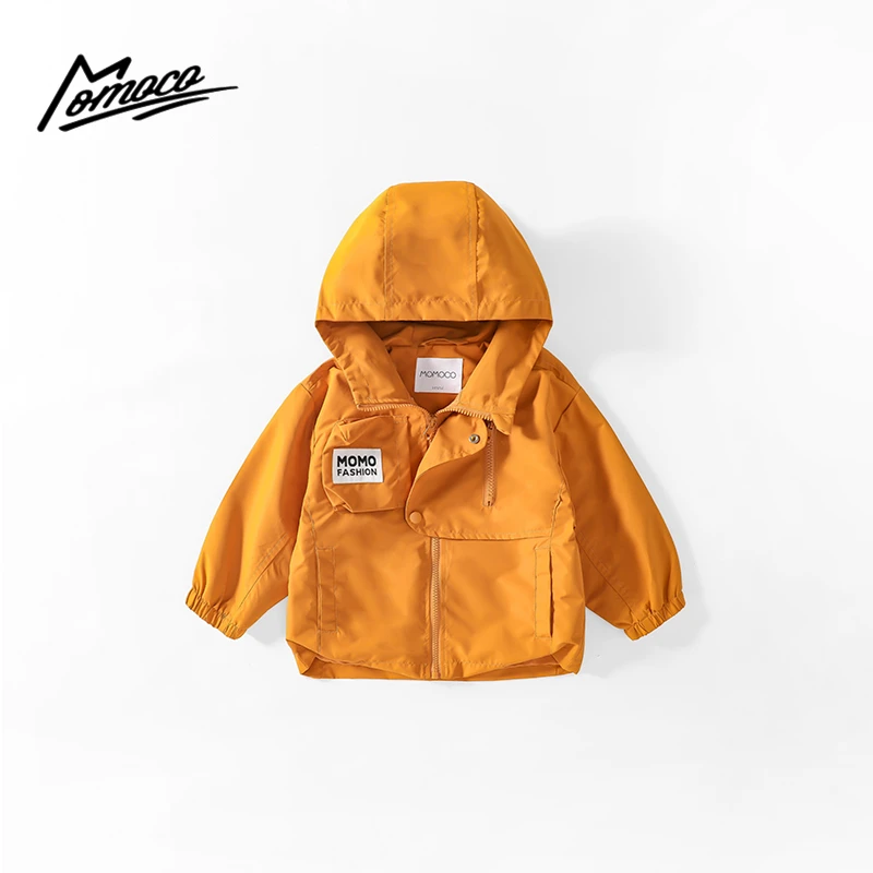 MOMOCO秋季新款男童百搭带标韩版休闲纯色外套75330107093