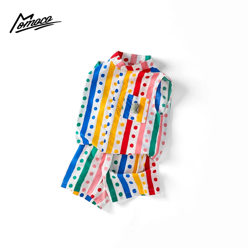 MOMOCO夏季男童圆点卡通童趣满印两件套75280580043