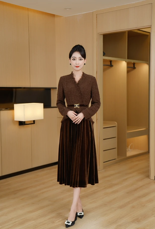 【北平之秋】  秋季新款气质显瘦中长款时尚连衣裙高贵优雅