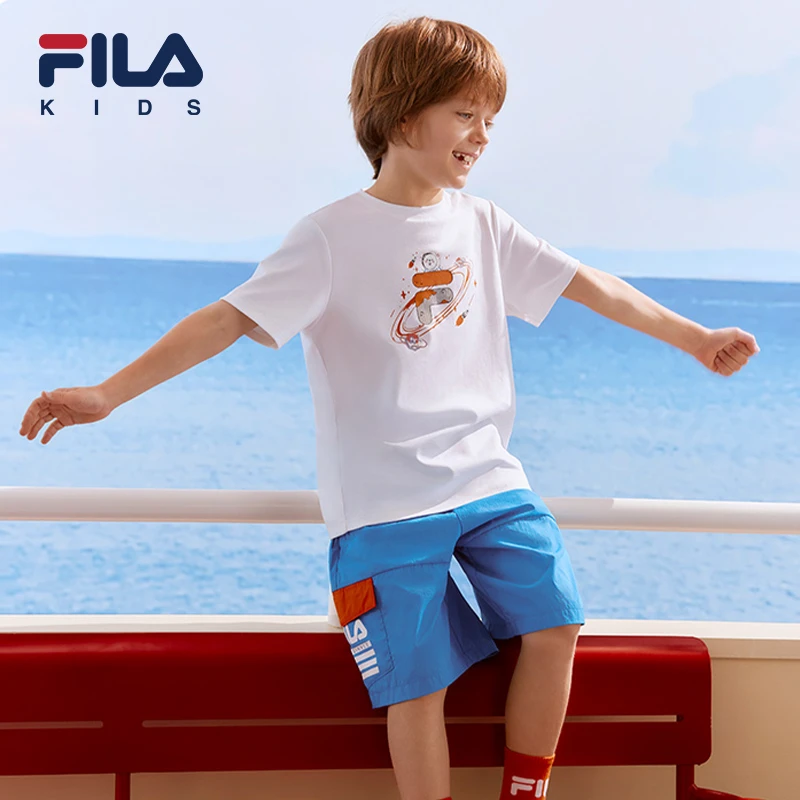 FILA斐乐儿童欧若风夏季透气中大童短袖T恤K11B421127