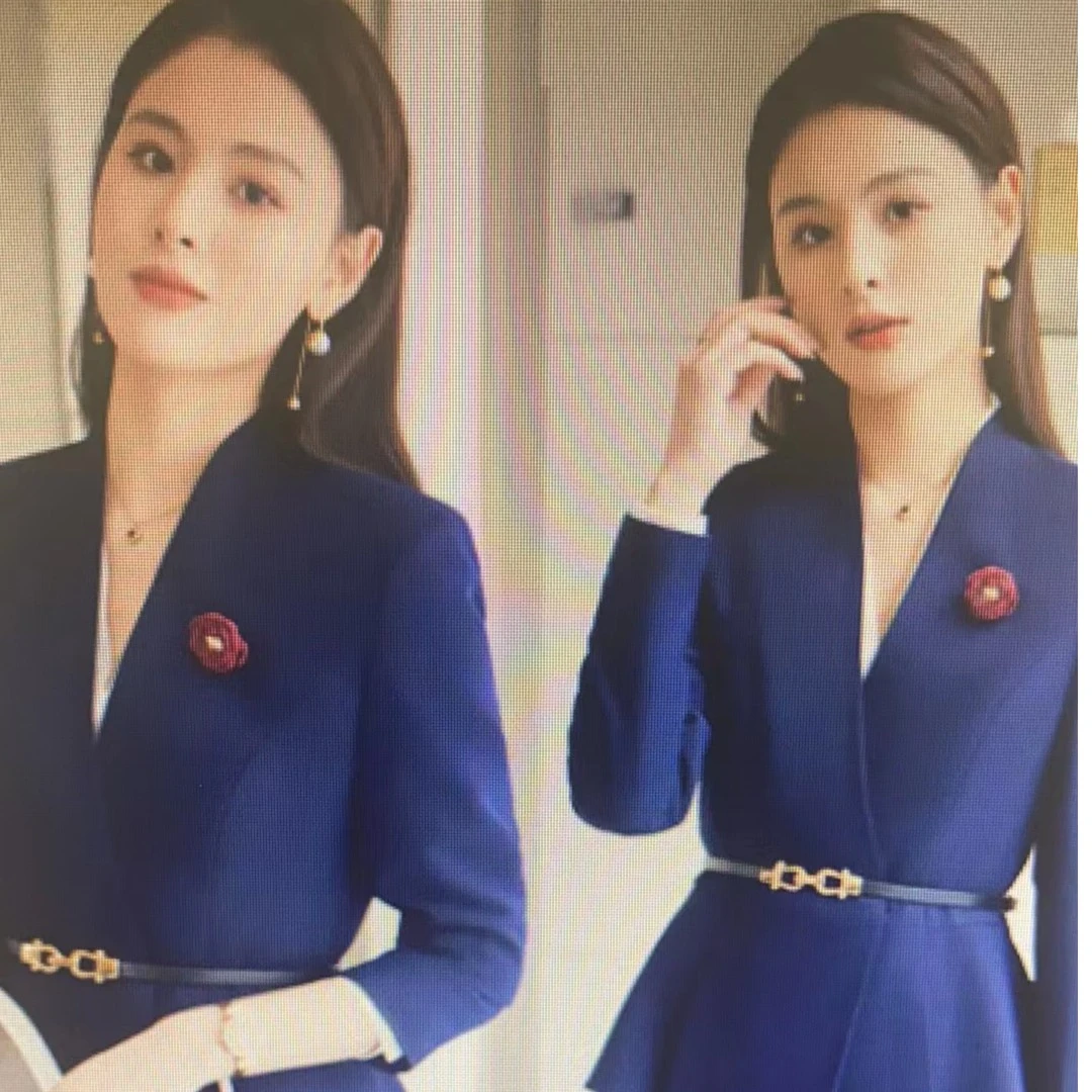 连衣裙显瘦气质时尚修身名媛秋冬秋季小香风春秋长袖网红蓝色短款