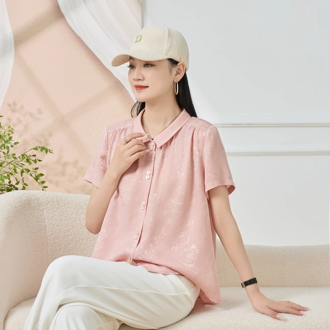 宽松新款妈妈装气质开衫花纹夏季时尚百搭短袖显瘦休闲女士薄款