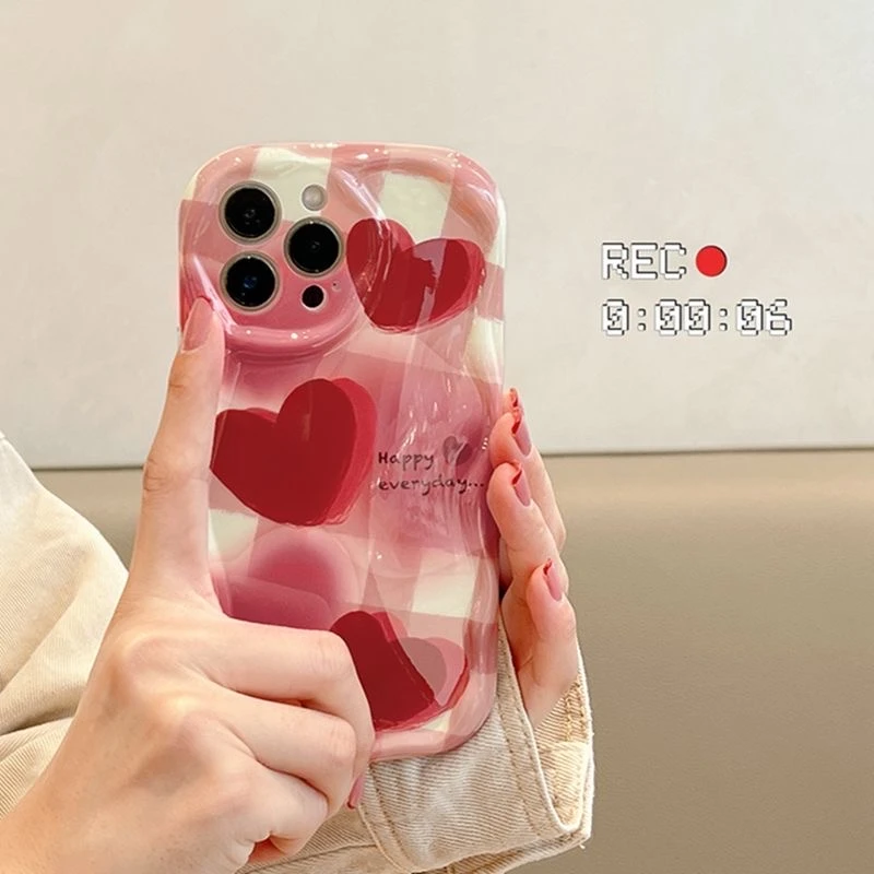 格子爱心适用苹果15/13/14/12/11手机壳套iphone华为oppo小米vivo