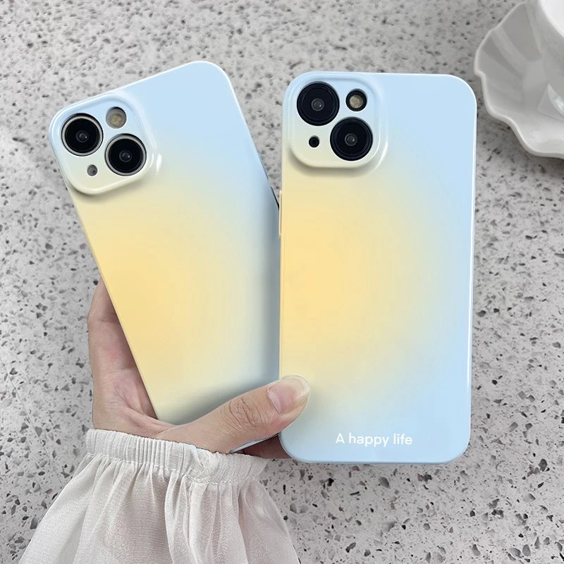蓝黄晕染适用苹果15/13/14/12/11手机壳套iphone华为oppo小米vivo