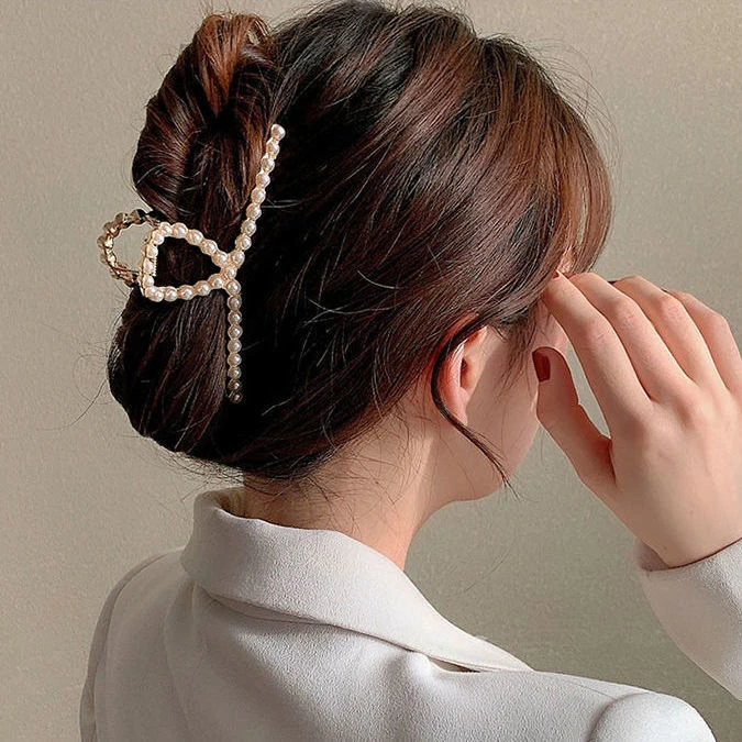 优雅水钻发夹女轻奢大号气质贝珠头饰ins简约头发夹百搭时尚发卡