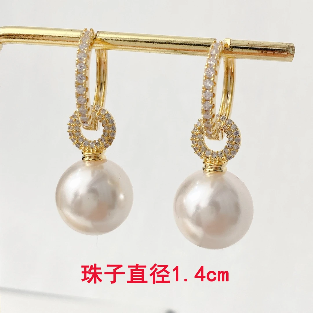 铜合金耳饰 环环相扣名媛两戴时尚珠子直径气质轻奢百搭法式精致