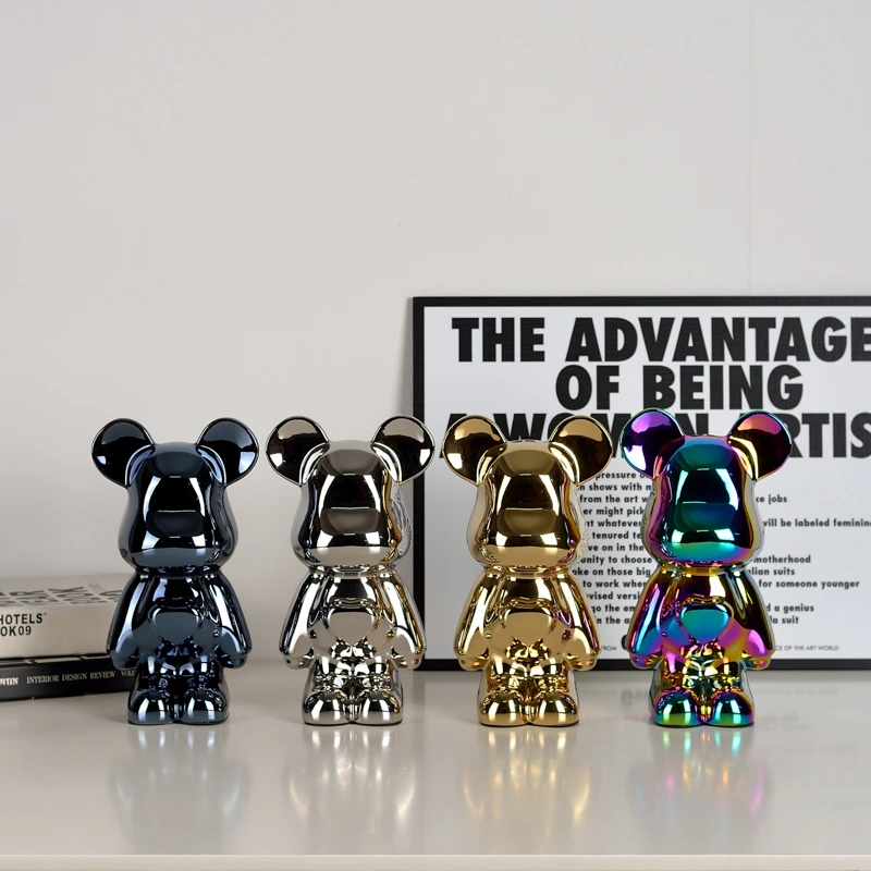 28cm高轻奢爱心熊摆件客厅电视柜酒柜卡通爱心熊公仔软装饰品摆设