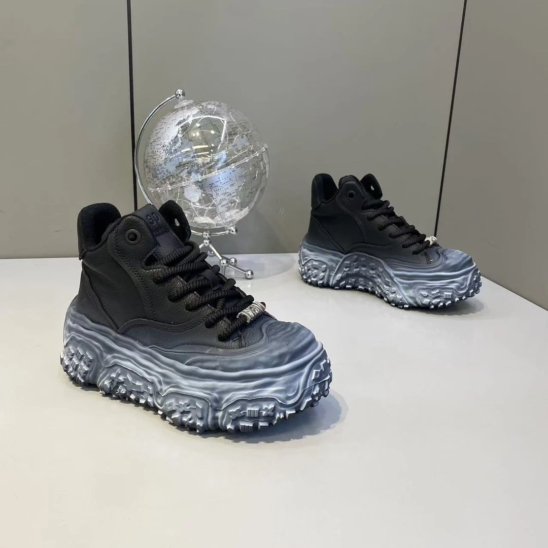 哲家-秋冬单棉同款高邦真皮厚底男士百搭潮流休闲老爹鞋GL