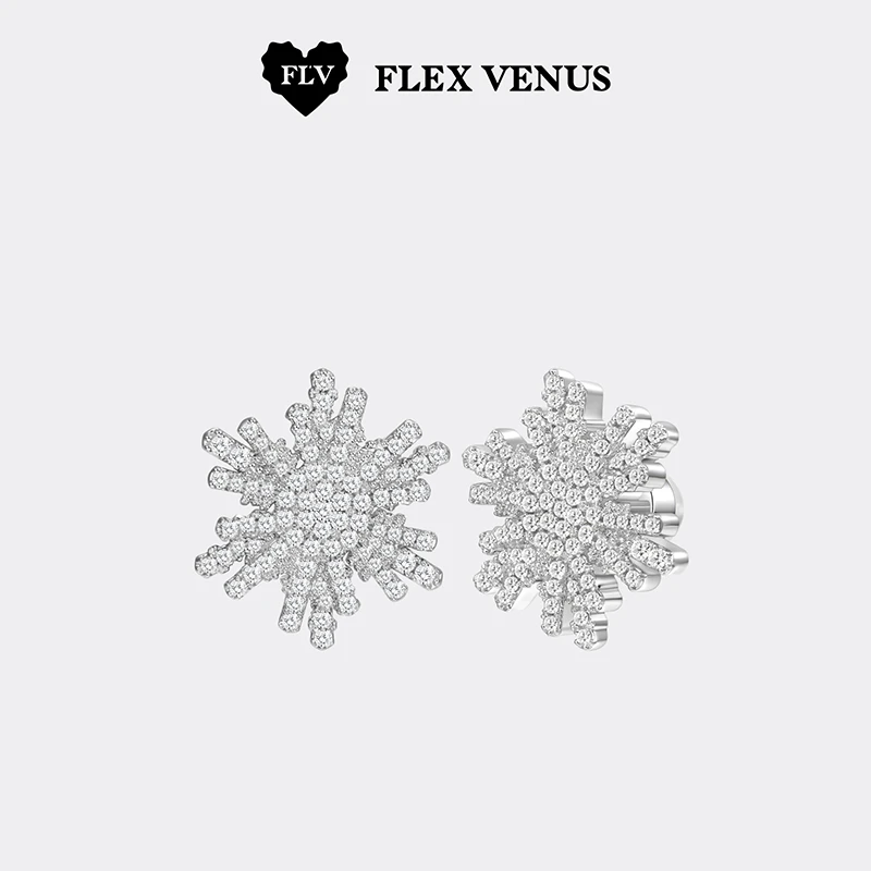 铜合金耳饰 FLV冰晶雪花耳钉  小众设计感轻奢时尚耳饰