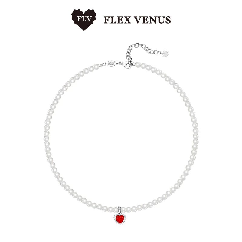 铜合金仿珍珠项链 FLV心动轨迹项链耳钉套装复古时尚小众设计感