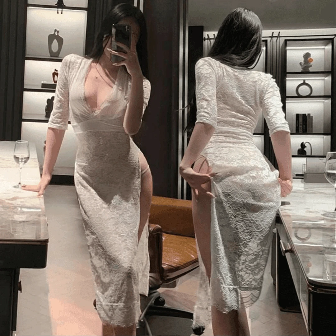 蕾丝小妈睡裙性感内衣性感约会战袍2024新款睡衣春意诱惑火辣制服