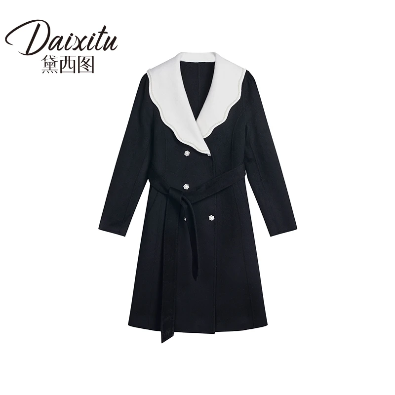 【高高甄选】法式荷叶边毛呢大衣外套-10110T342W0015