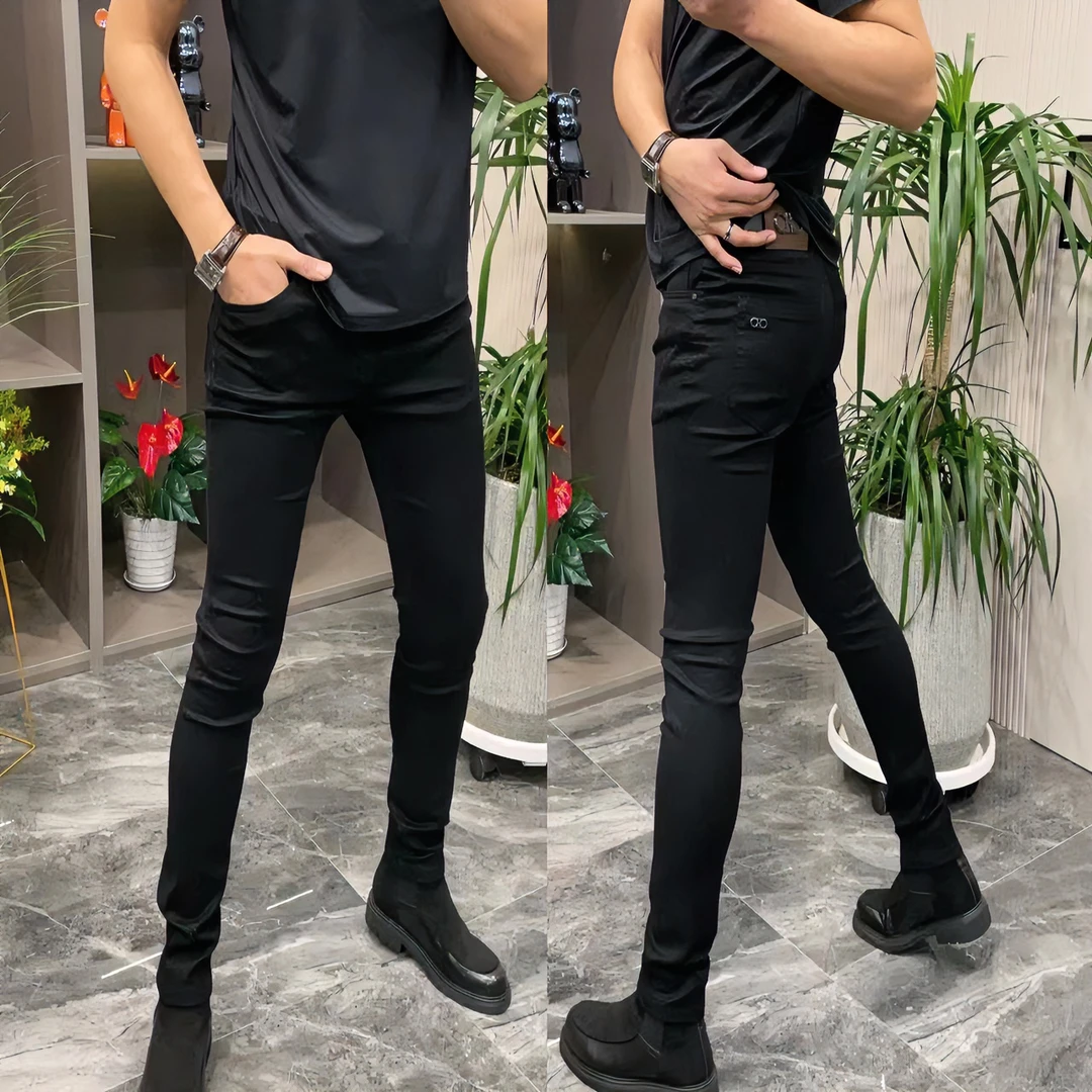 k-666【高端定制】男士秋冬季新款潮流高弹牛仔裤时尚百搭修身复古