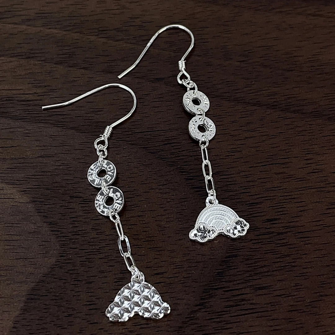 君派 足银耳饰 【小彩虹耳吊】足银999弯钩长款耳吊精致百搭甜美