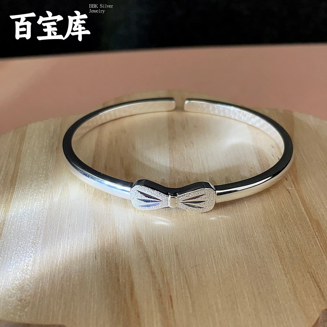 足银手镯 【钉砂在逃公主】贵妃镯蝴蝶结9999开口手镯百搭简约个性