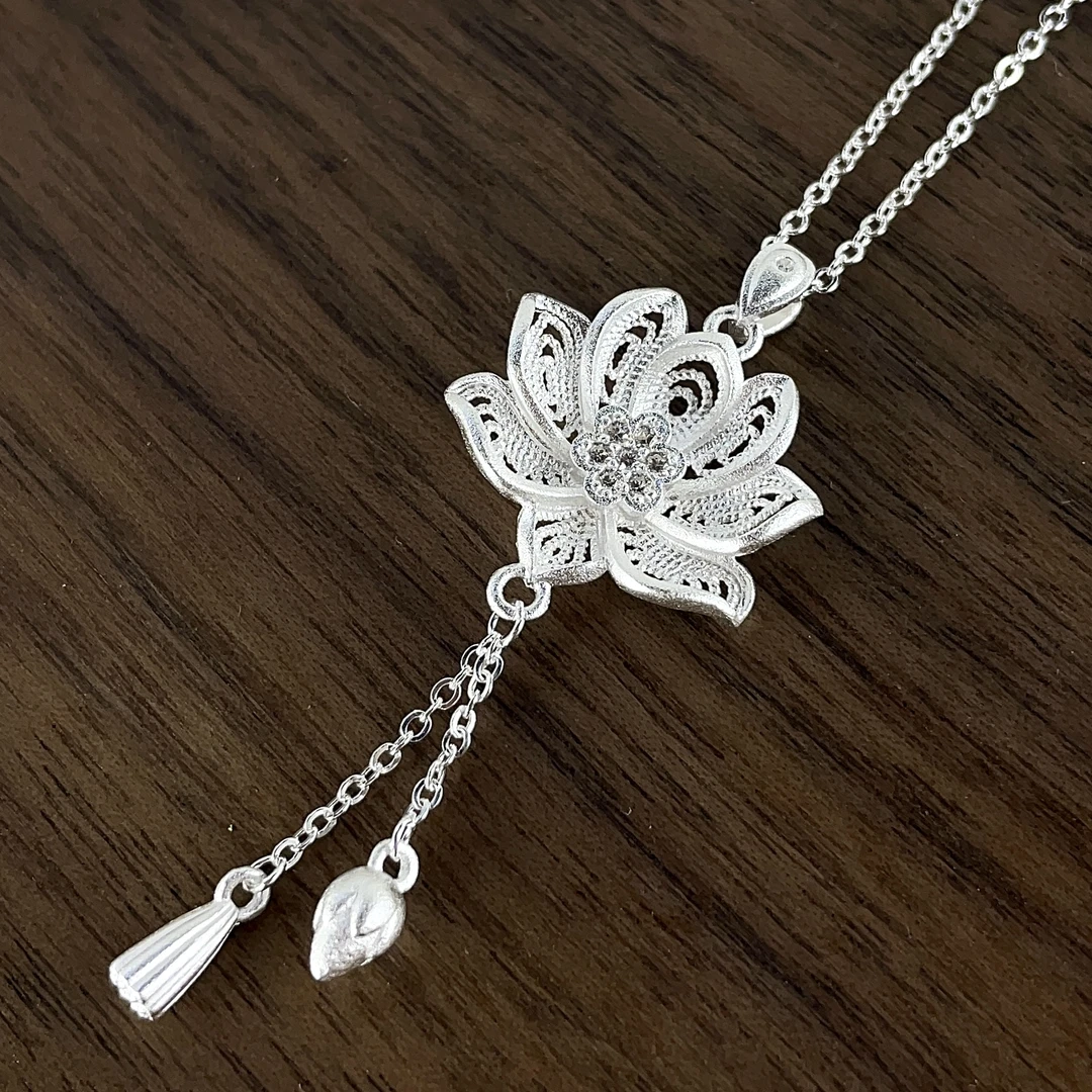 坠链均足银 【莲花两世欢套链】夏季新品足银项链民族风经典女款